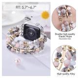 VISOOM Beaded Boho Bracelet Compatible for Apple Watch Band 40mm38mm41mm42mm Series 11 10 9 8 7 SE Series 654 Women Fashion Cute Handmade Crystal Beads Stretchy Watch Strap for iWatch Bands 321 - Reta