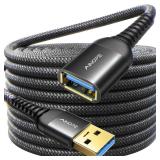 AINOPE 10FT USB Extension Cable,USB Extender,USB 3.0 Extension Cable, Male to Female Cord High Data Transfer Compatible with Keyboard,Flash Drive,Hard Drive,Printer,Black - Retail: $15