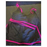 Blooming Jelly Womenfts High Waisted Bikini Sets Sporty Two Piece Bathing Suits Color Block Swim Skirt(Medium,Black Pink) - Retail: $30
