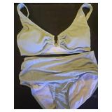 Eomenie Bikini Sets for Women High Waisted Two Piece Bathing Suit U Wired V Neck Swimsuit Adjustable Straps Swimwear Medium  - Retail: $36
