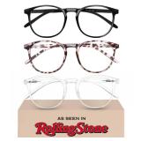 IBOANN Chic and Comfy Blue Light Glasses for Women - 3-Pack Round Frames, Screen-Ready Style with UV Protection Coating - Retail: $15