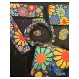 Tallew 10 Pcs Hippie Flower Car Seat Covers Full Set Universal Car Accessories Colorful Art Floral Seat Cover Steering Wheel Cover Armrest Pad Cover Seat Belt Pads for Women Men Car Truck Auto - Retai