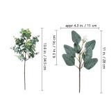 Winlyn 20 Pcs Mixed Artificial Oval Eucalyptus Leaves Bulk with White Seeds Stems and Spray for Vase Floral Wreath Bouquets Wedding Greenery Decoration - Retail: $16