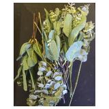 Winlyn 20 Pcs Mixed Artificial Oval Eucalyptus Leaves Bulk with White Seeds Stems and Spray for Vase Floral Wreath Bouquets Wedding Greenery Decoration - Retail: $16