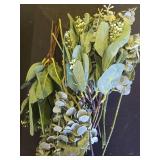 Winlyn 20 Pcs Mixed Artificial Oval Eucalyptus Leaves Bulk with White Seeds Stems and Spray for Vase Floral Wreath Bouquets Wedding Greenery Decoration - Retail: $16