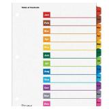 Cardinal OneStep Binder Dividers, 12-Tab Monthly, Customizable Table of Contents, Reversible Multicolor Tabs, 1 Set (60318CB) - Retail: $6