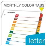 Cardinal OneStep Binder Dividers, 12-Tab Monthly, Customizable Table of Contents, Reversible Multicolor Tabs, 1 Set (60318CB) - Retail: $6