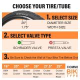 RUTU 26x1.75 Folding Bike Tires Inner Tubes with Schrader Straight Valve for City Cruiser Bikes Urban Bicycles 26x1.95 26x2.0 2-Pack - Retail: $34