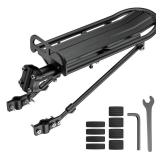 Bike Rear Rack Retractable Aluminum Alloy Bicycle Cargo Rack Mount Cycle Luggage Carrier Rear Seat Post Rack, Max Weight 55lb - Retail: $25