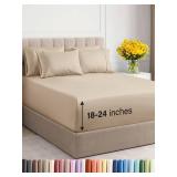 Extra Deep Cal King Sheet Set - 5 Piece Breathable and Cooling Sheet  - Hotel Luxury Bed Sheets Set - Easy and Secure Fit - Soft, Wrinkle Free, Comfy Sheet, and 4 Pillowcases - Retail: $50