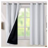 BGment Greyish White 100% Blackout Curtains for Bedroom 63 Inch Length 2 Panels Set, Thermal Insulated Full Light Blocking Grommet Noise Cancelling Window Curtains for Nursery, 42 Inch Wide Each - Ret