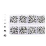 300PCS Silver Resin Flat Back Pearls Rhinestones,Mixed Size 23456810mm Half Round Pearl Beads Nail Gems Rhinestone with Tweezers and Picker Pencil for Crafts Nail DIY Decoration - Retail: $10