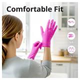 SwiftGrip Powder-Free Nitrile Gloves, Medium, 100ct Box - 3-mil, Disposable, Latex-Free, for Kitchen, Cleaning, Estheticians, Hair Stylist - PinkFuchsia - Retail: $10