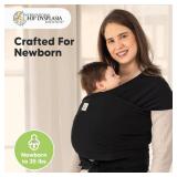 KeaBabies Baby Wrap Carrier - All in 1 Original Baby Carrier Newborn to Toddler Sling, Easy to Wear, Hands Free Bonding, Lightweight, Breathable Infant Wraps (Trendy Black) - Retail: $28