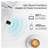 TP-Link AC1300 USB WiFi Adapter(Archer T3U)- 2.4G5G Dual Band Wireless Network Adapter for PC Desktop, MU-MIMO WiFi Dongle, USB 3.0, Supports Windows 11, 10, 8.1, 8, 7, XPMac OS X 10.9-10.14 - Retail: