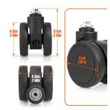Domiella 2 Pack Luggage Replacement Wheels, Universal Suitcase Swivel Caster Wheels with Rubber Trolley Wheels, OD 50mm - Retail: $20