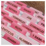 Pink Bible Tabs for Women - Large Print Laminated Bible Study Supplies with 24K Gold Leaf Gilded Lettering, Book Index Tabs for Catholic and ESV Bible, Scripture Journaling Accessories - Retail: $6
