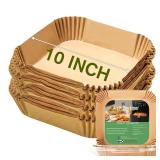 10 Inch Largest Square Air Fryer Disposable Paper Liner, XXL 100Pcs Air Fryer Parchment Liners for 8QT or Bigger Air Fryer, Non-stick, Food Grade Baking Paper for Frying, Roasting and Microwave - Reta