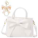 Abbylike Cute Purses for Women Leather Crossbody with Bow Small Handbags with Adjustable Shoulder Strap (Classic,White) - Retail: $25