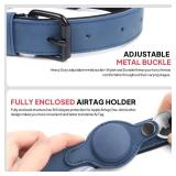 PetiFine AirTag Dog Collar, Leather Dog Collar with Airtag Holder,Soft Padded Apple Air Tag Dog Collar with Adjustable Rust-Proof Metal Buckle for Small Medium Large Dogs(S,Blue) - Retail: $10