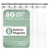Shower Curtain Liner with 6 Magnets - Heavy Duty PEVA Plastic Shower Curtain for Bathroom, Waterproof Vinyl and See Through Bath Liner, Metal Grommets - Clear, 72x72 - Retail: $10