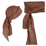 Pirate Costume AccessoriesPlus Size Pirate Scarf Belt Waist Sash and Pirate Head Scarf Bandanas for Halloween Women Men (Brown) - Retail: $13