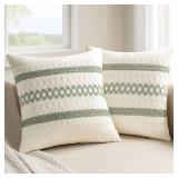 MIULEE Set of 2 Sage Green Boho Decorative Pillow Covers 18x18 Inch Farmhouse Rustic Couch Throw Pillows Modern Summer Cotton Cushion Covers Retro Cute Macrame Woven Home Decor for Bed Sofa Chair - Re