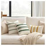 MIULEE Set of 2 Sage Green Boho Decorative Pillow Covers 18x18 Inch Farmhouse Rustic Couch Throw Pillows Modern Summer Cotton Cushion Covers Retro Cute Macrame Woven Home Decor for Bed Sofa Chair - Re
