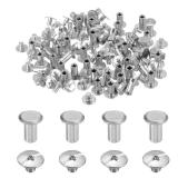 uxcell 50set M5 x 10mm Chicago Screw Metal Phillips Head Binding Screws Post Nail Rivet Stud Screw Rivets for DIY Leather Belt Bag Craft Bookbinding, Silver Tone - Retail: $8