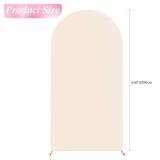 Wokceer 6.6FT Wedding Arch Cover Spandex Fitted Wedding Arch Stand Covers Round Top Chiara Arch Backdrop Cover for Birthday Party Ceremony Banquet Decoration Beige - Retail: $21