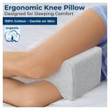 5 STARS UNITED Knee Pillow for Side Sleepers - Hip Pain Relief, Memory Foam Leg Cushion for Side Sleeping - Between Legs Pillow for Sciatica and Lower Back Pain, Gray Cotton Cover - Retail: $34