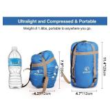 REDCAMP Ultra Lightweight Sleeping Bag for Backpacking, Comfort for Adults Warm Weather, with Compression Sack Blue (75\x 32.5\in) - Retail: $26in