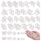 62Pcs Self Adhesive Pearl Letter Patches (A-Z) Number Patch 0-9 Glitter Pearl Letter Patches Rhinestone Applique for DIY Clothes, Bags, Shoes White - Retail: $17