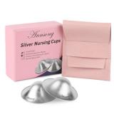 Silver Nursing Cups - Nipple Shields for Nursing Newborn - Breastfeeding Essentials - Newborn Essentials - 925 Silver Nipple Covers (Regular) - Retail: $16