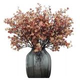 JAKY-Global Babys Breath Silk Artificial Flowers 6 Bundle European Fake Flowers Decor Wedding Party Fall Stems Decoration Bouquets DIY Home Garden,Farmhouse,Living Room Decor (Beige Brown-6pcs) - Reta