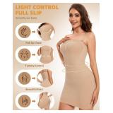 SLIMBELLE Womens Strapless Shapewear Slip Tummy Control Dress Slip Seamless Full Body Shaper for Under Dresses NUDE S - Retail: $17