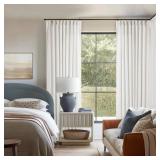 Beige White Pinch Pleated Linen Curtains 96 Inches Long 60 Inch Width Linen Blend Light Filtering Window Curtains 96 Inch for Living Room Bedroom Patio Pinch Pleat Drapes Hooks Rings 1 Panel 60Wx96L -