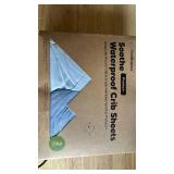 2-Pack Waterproof Crib Sheets for Boy, Girl - Organic Cotton 52X28 Fitted Crib Sheets Neutral,Crib Mattress Protector Sheets,Soft Toddler Bed Sheets,Washable Infant Fitted Baby Crib Sheets (Blue Flax)