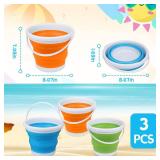 Silicone Beach Foldable Buckets Toys Halloween Bucket, 3L Jumbo Sand Pails Bucket Set with Mesh Bag, Swimming Pool Toys for Kids Adults, Gift Set for Gardening, Travel, Fishing, Cleaning, Camping - Re