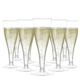 Prestee 100 Pack Clear Plastic Champagne Flutes - 4.5 oz Durable Disposable Champagne Glasses for Parties, Weddings, Toasting and Large Celebrations - Elegant Wine Glasses Stemware for Easy Cleanup - 