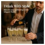 Prestee 100 Pack Clear Plastic Champagne Flutes - 4.5 oz Durable Disposable Champagne Glasses for Parties, Weddings, Toasting and Large Celebrations - Elegant Wine Glasses Stemware for Easy Cleanup - 