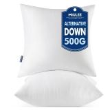 MIULEE Throw Pillows Inserts, Pack of 2 18x18 Inch 100% Virgin Fiber Filling Bed Couch Pillows - Retail: $16