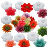 EuTengHao Flower Silicone Candle Molds for Wax Candle Soap Silicone Resin Cake Making, 3D Plant Flower Wax Scented Candle Soap Silicone Resin Casting Molds (8 Styles Flowers) - Retail: $22