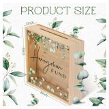 Unittype Honey Moon Fund Box Wedding Card Rustic Wooden Fund Case Wood Greenery Honeymoon Shadow Box for Wedding Reception Party Bridal Shower Gift, 8 x 8 Inch - Retail: $16