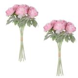 IPOPU 2 Bouquets Pink Peonies Artificial Flowers 12.99 Realistic Artificial Ranunculus Flowers Faux Peonies Silk Peony with Stems for Home Decor Indoor Wedding Party Arrangement - Retail: $18