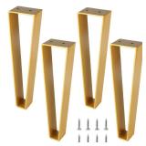 Osring 14 Inch Trapezoid Furniture Legs 4pcs, Solid Steel Furniture Hairpin Leg for Side Table, TV Stand and Cabinet, Gold - Retail: $45