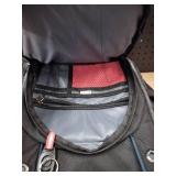 Nice black with blue stripes computer school bag multiple pouches and pockets for headphones and laptops -