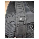Nice black with blue stripes computer school bag multiple pouches and pockets for headphones and laptops -
