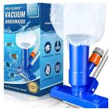 Pool Vacuum for Above Ground Pool with Nylon Mesh Net, Jet Underwater Cleaner and 3 Scrub Brushes, Portable Pool Vacuum Cleaner for Swimming Pool Spa Fountain Pond Hot Tub, Dark Blue - Retail: $1,450
