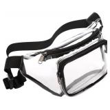 Veckle Clear Fanny Pack Stadium Approved - Clear Bag for Stadium Events Transparent Belt Bag for Women Men, Adjustable Waist Bag for Sports, Concerts, Black - Retail: $12